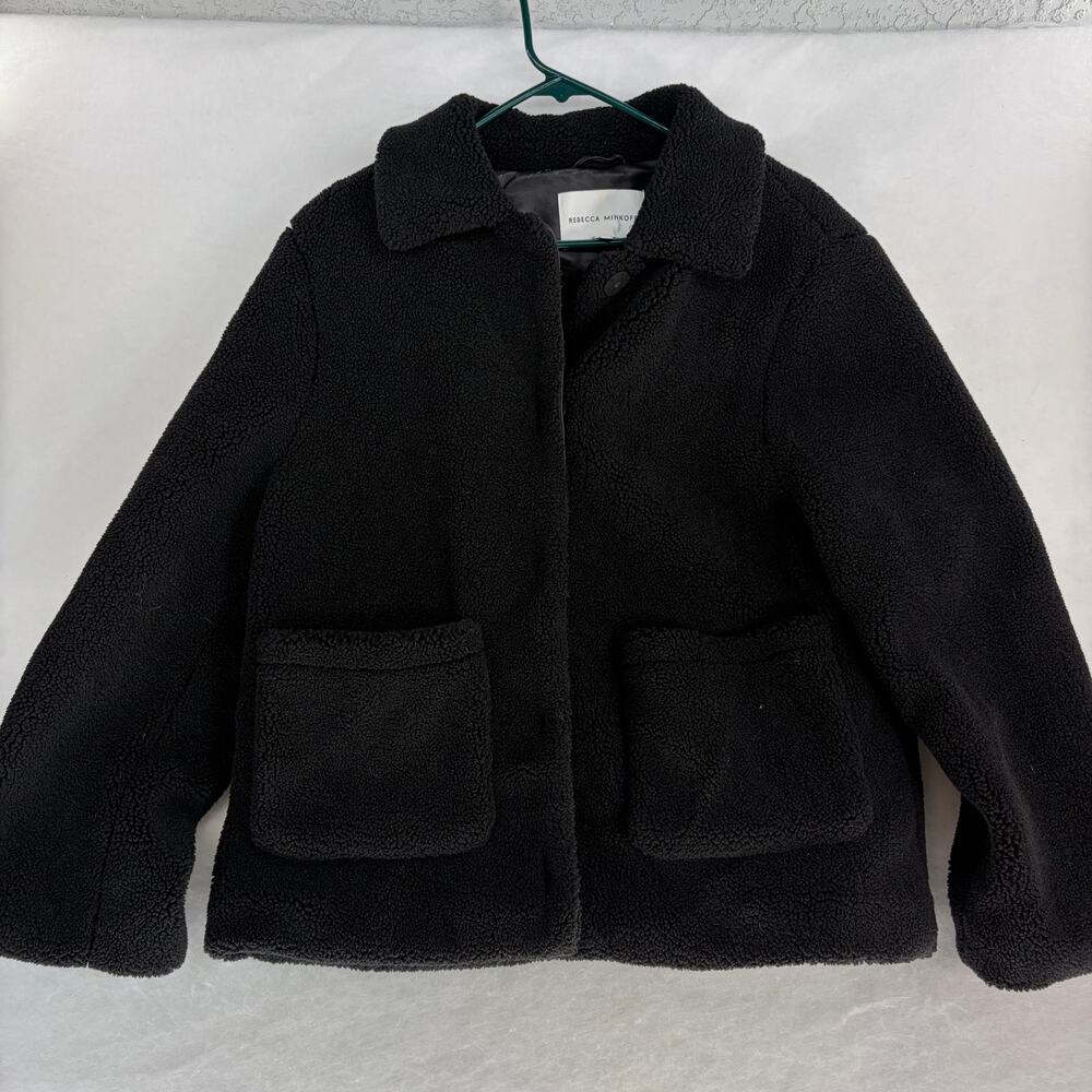 Rebecca Minkoff Black Sherpa Teddy Fleece Coat Women's Size XL